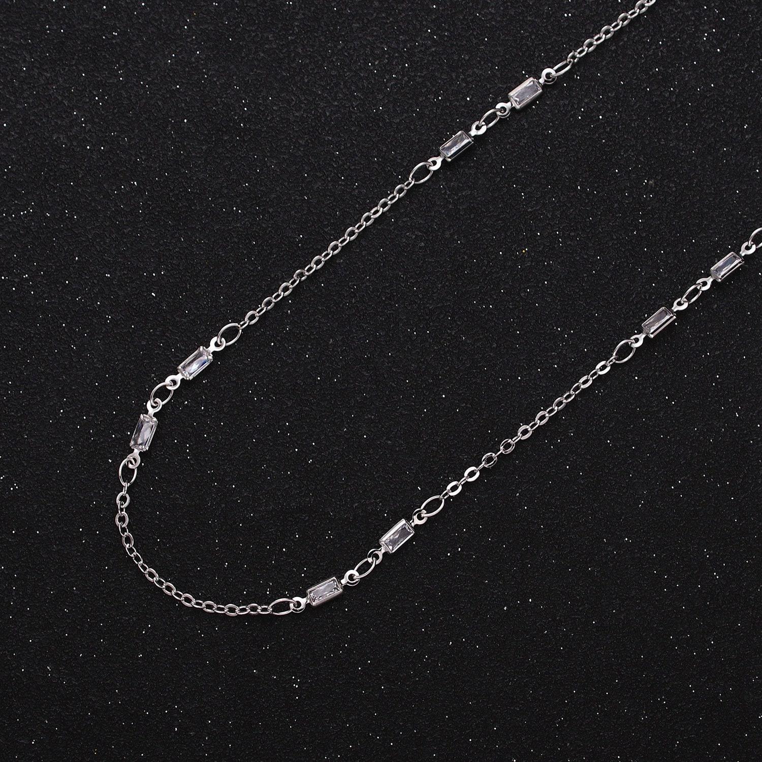 Fine chain 16k gold filled 2.5mm cz double clear baguette cable link unfinished chain in gold & silver | roll-1333 roll-1334