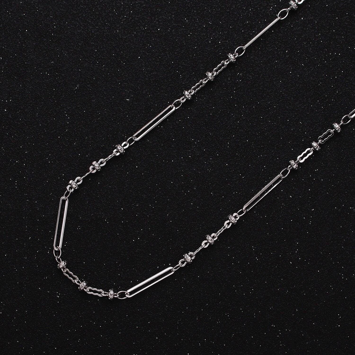 Fine chain 16k gold filled 2.5mm designed triple satellite rondel paperclip link unfinished chain in gold & silver | roll-1331 roll-1332