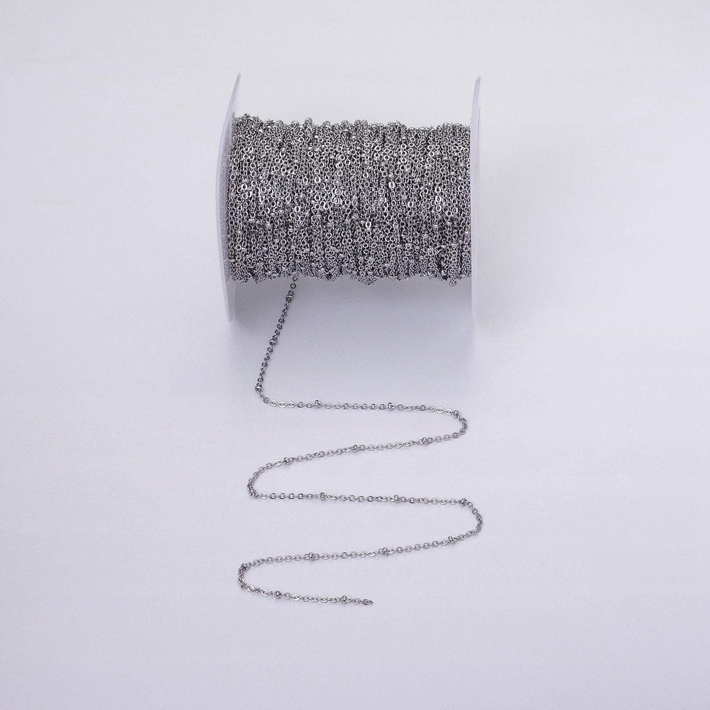 Fine silver satellite chain 1.6mm unfinished chain by yard unique beads cable chain | roll-1328