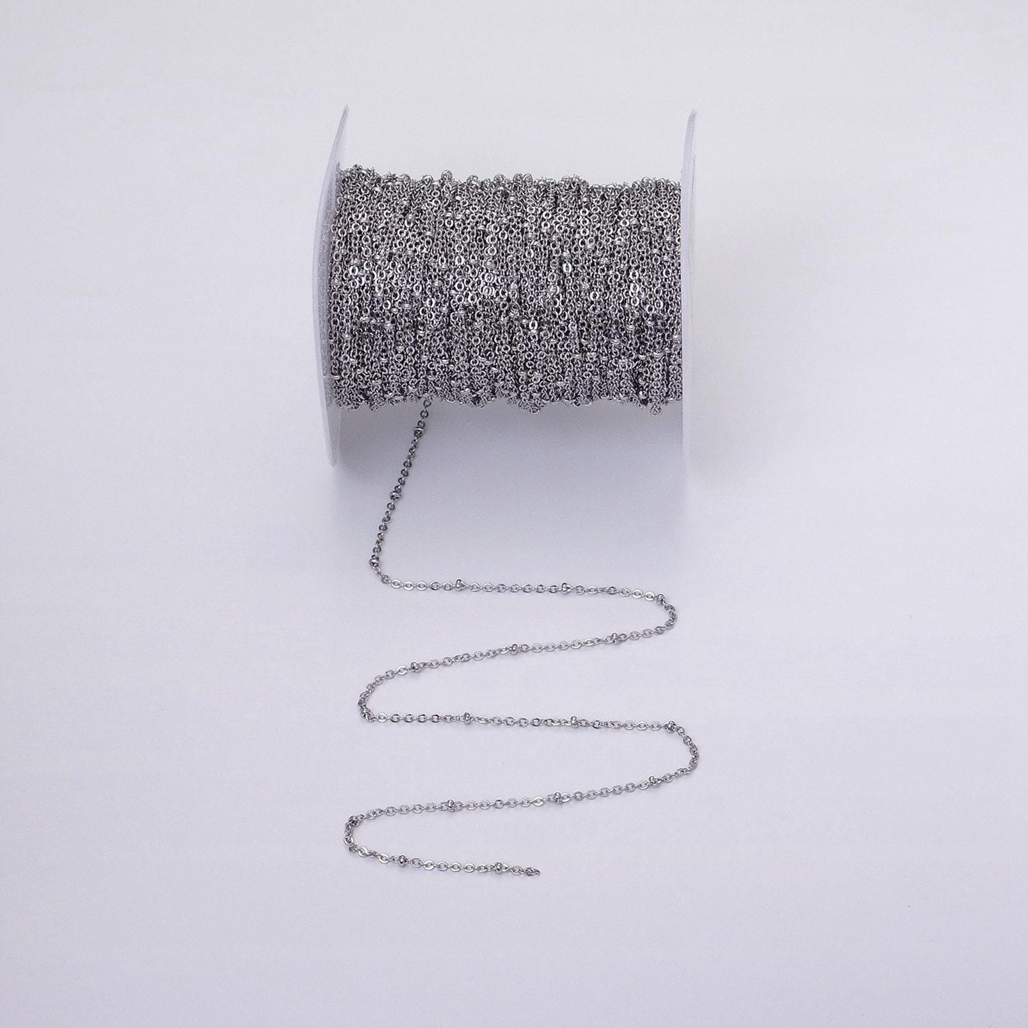 Fine silver satellite chain 1.6mm unfinished chain by yard unique beads cable chain | roll-1328