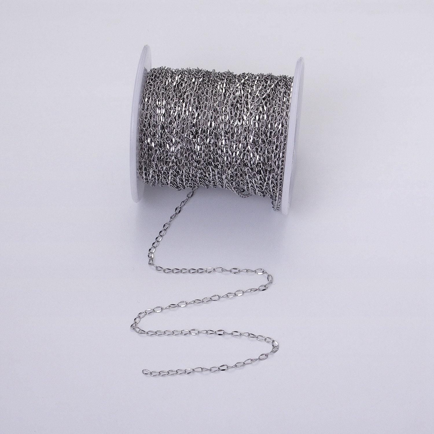 Dainty silver cable chain 2.1mm unfinished chain by yard unique cable link chain | roll-1326