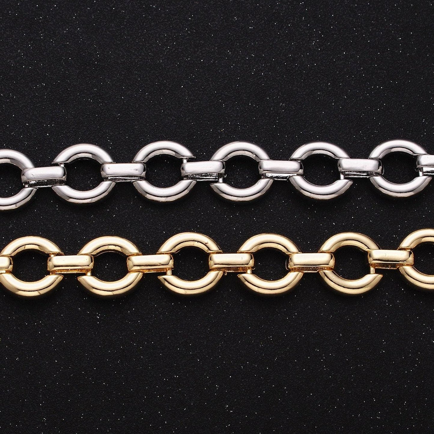 Chunky 16k gold filled round cable chain chain, silver unique chain by yard for jewelry making supply | roll-1317 1318