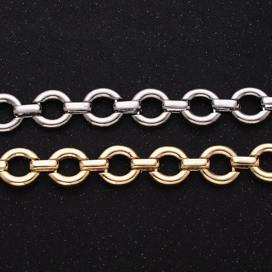 Chunky 16k gold filled round cable chain chain, silver unique chain by yard for jewelry making supply | roll-1317 1318