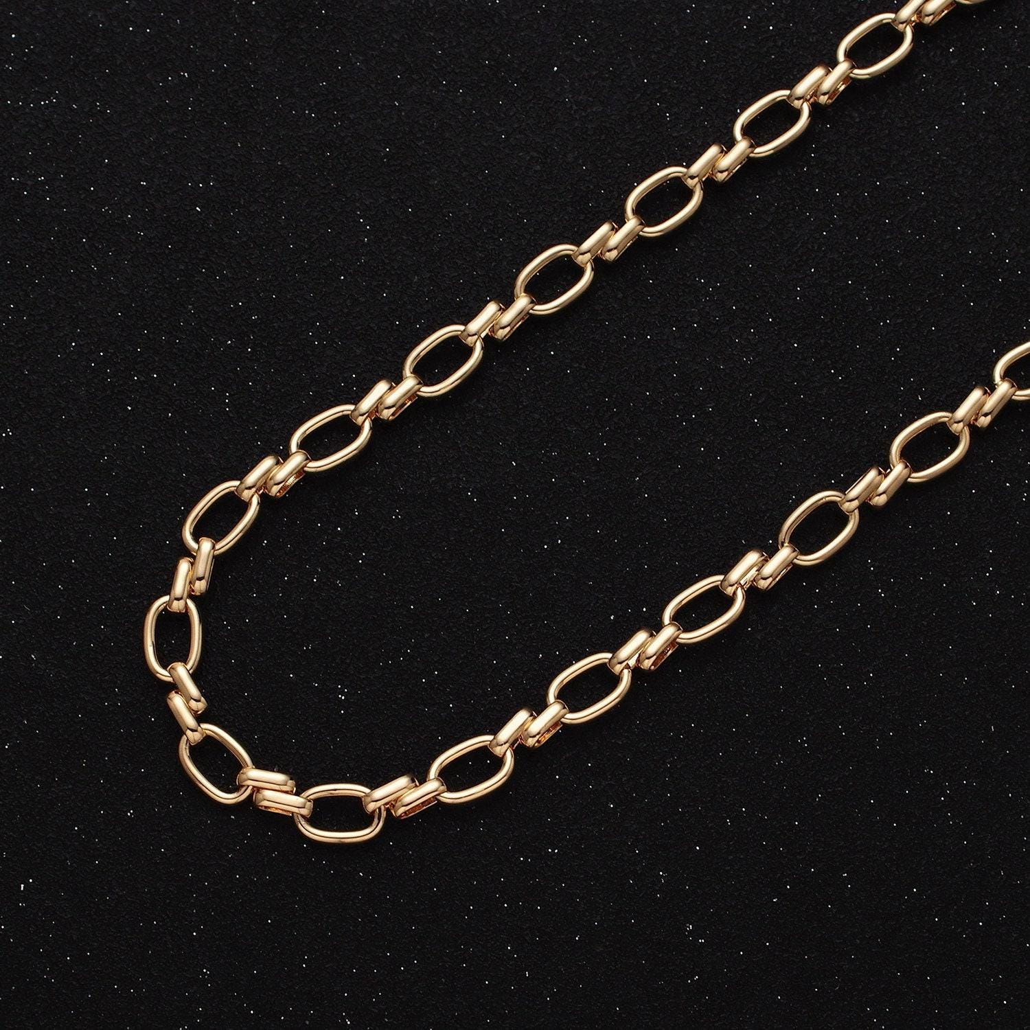 16k gold filled oval link chain chunky unfinished chain by yard for handmade supply 6.1mm | roll-1313 1314