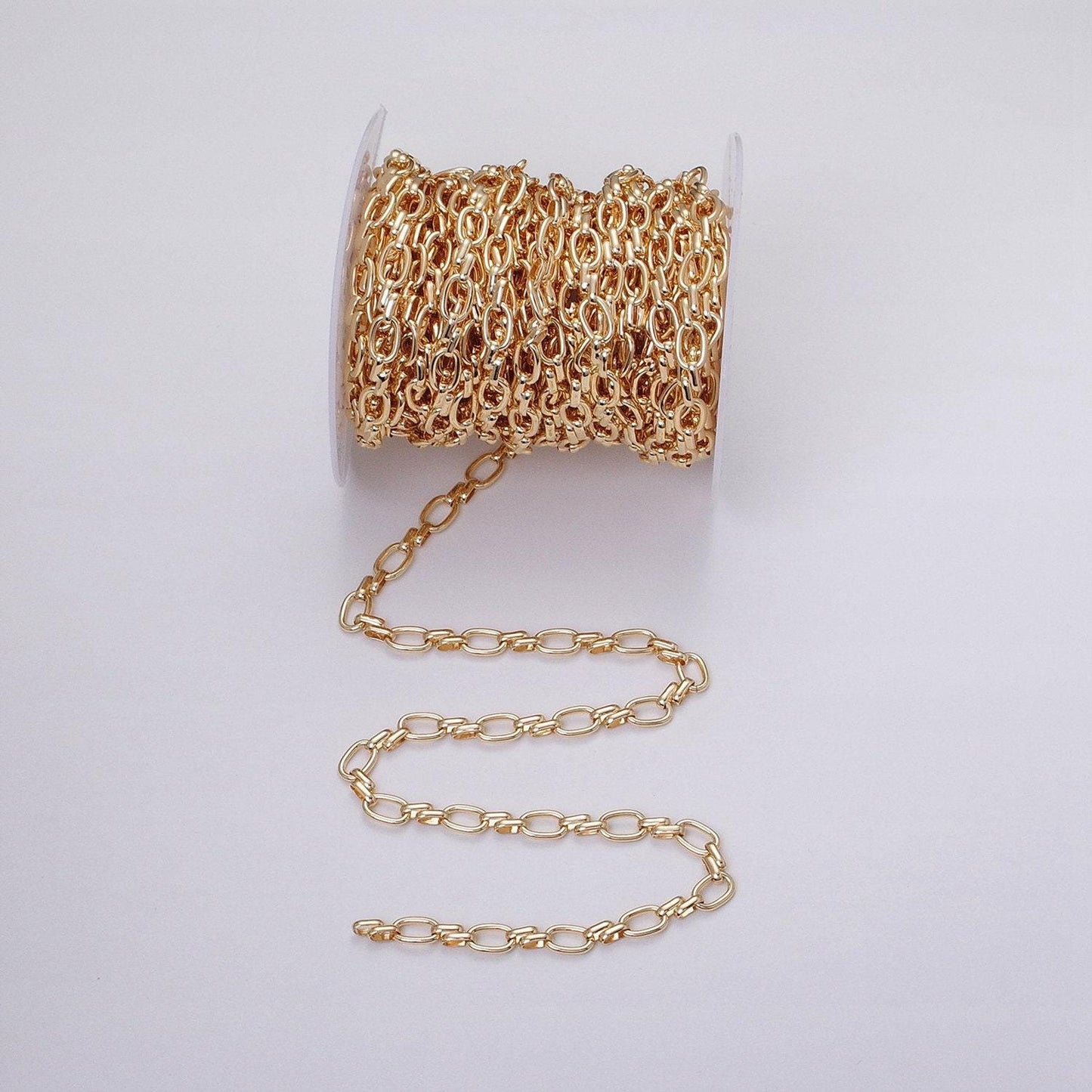 16k gold filled oval link chain chunky unfinished chain by yard for handmade supply 6.1mm | roll-1313 1314