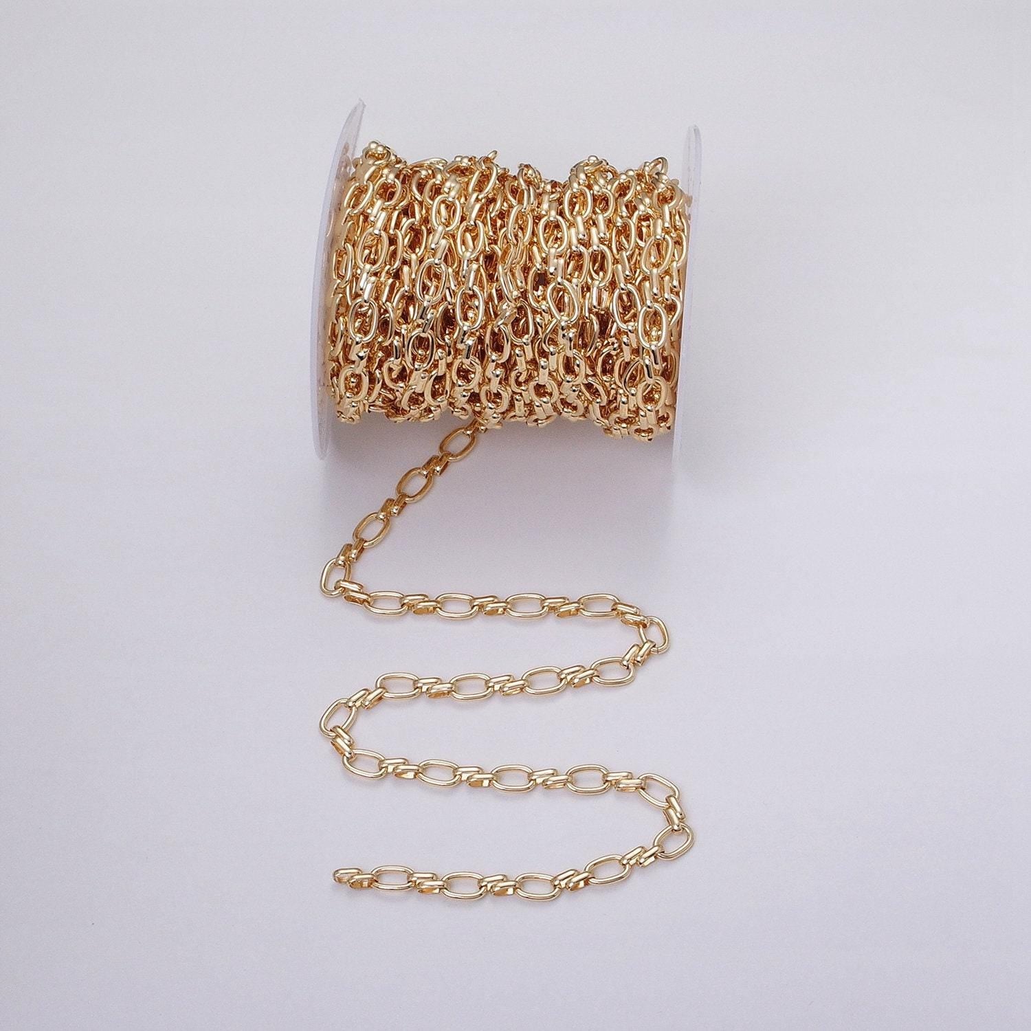 16k gold filled oval link chain chunky unfinished chain by yard for handmade supply 6.1mm | roll-1313 1314