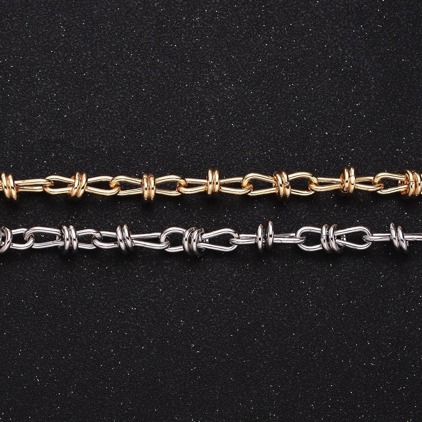Unique knot cable chain link bold 24k gold filled 6.8mm unique cable chain link unfinished yard chain in gold & silver | roll-1309 roll-1310