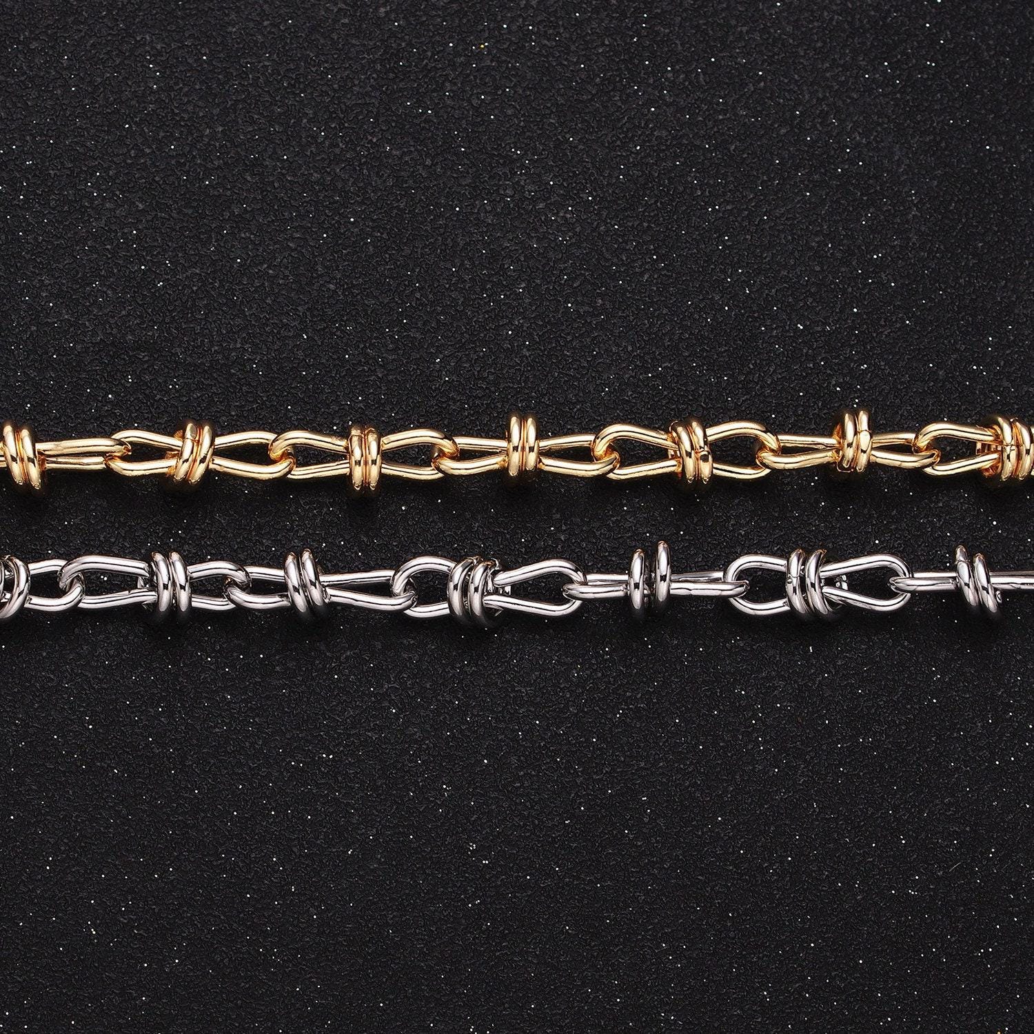 Unique knot cable chain link bold 24k gold filled 6.8mm unique cable chain link unfinished yard chain in gold & silver | roll-1309 roll-1310
