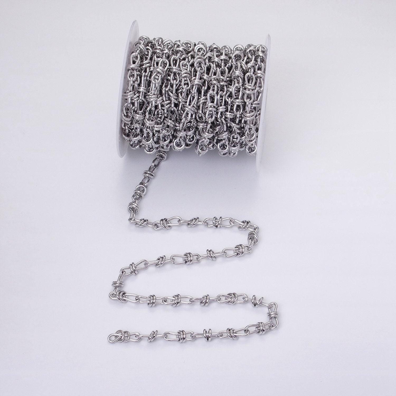 Unique knot cable chain link bold 24k gold filled 6.8mm unique cable chain link unfinished yard chain in gold & silver | roll-1309 roll-1310