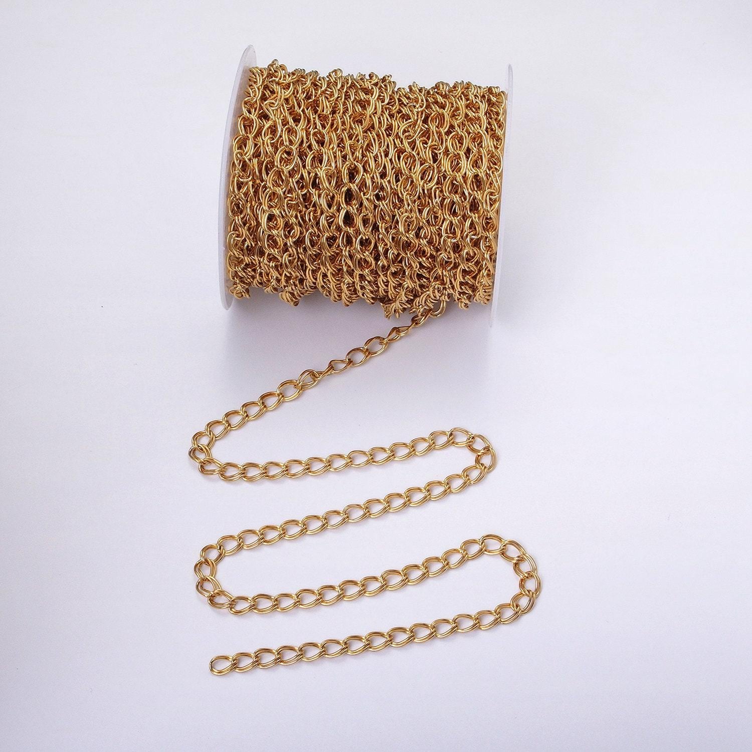 24k gold filled double cable chain 6.1 mm oval cable link unfinished chain by yard | roll-1297 1298