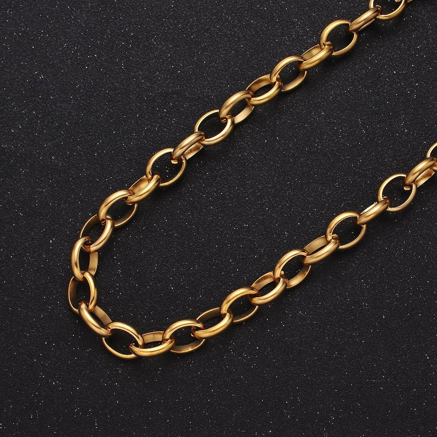24k gold filled 7.5mm oval cable clip cable link unfinished yard chain in gold & silver | roll-1277 roll-1278