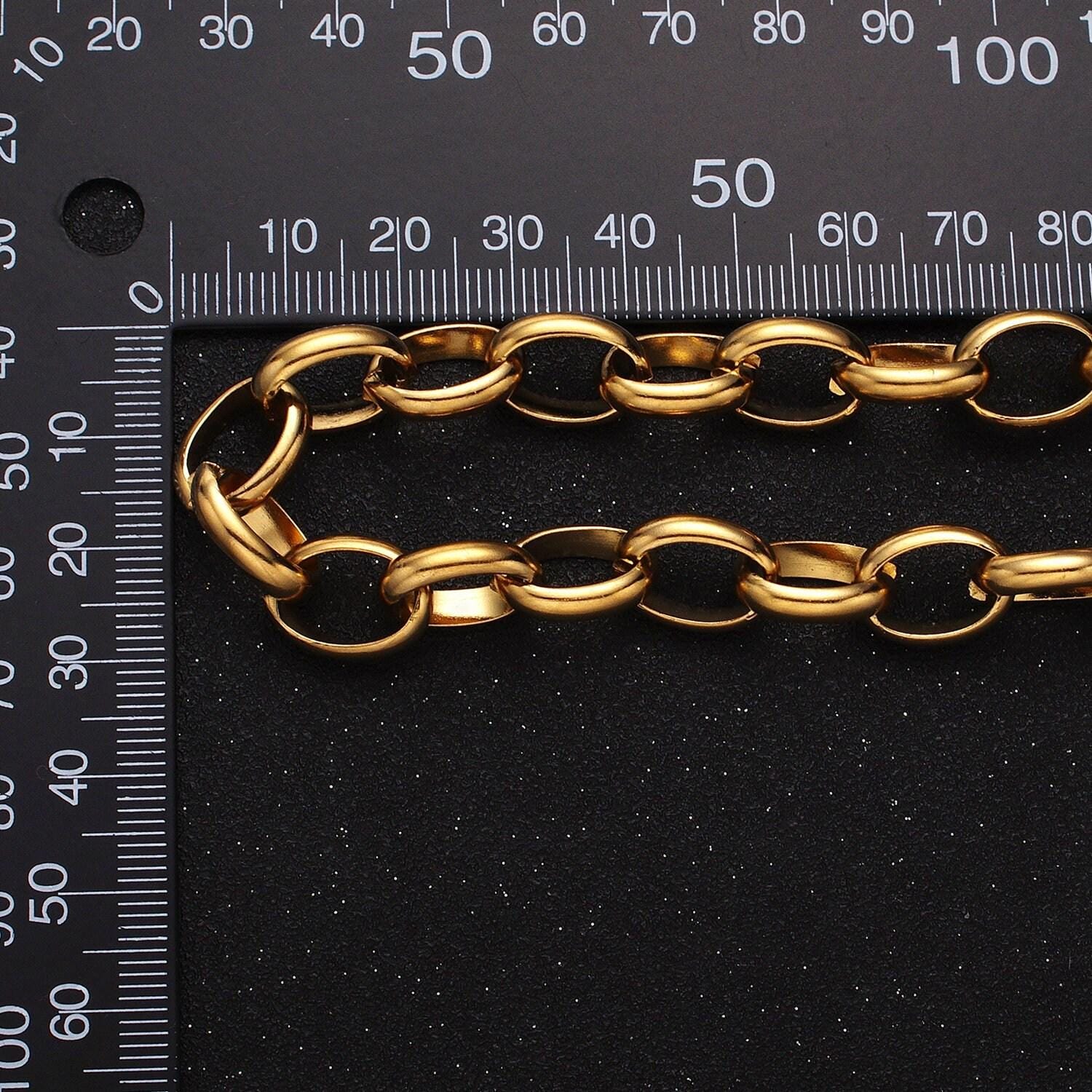 Stainless steel chunky cable chain 11mm rolo wide cable link unfinished yard chain in gold & silver | roll-1271 roll-1272