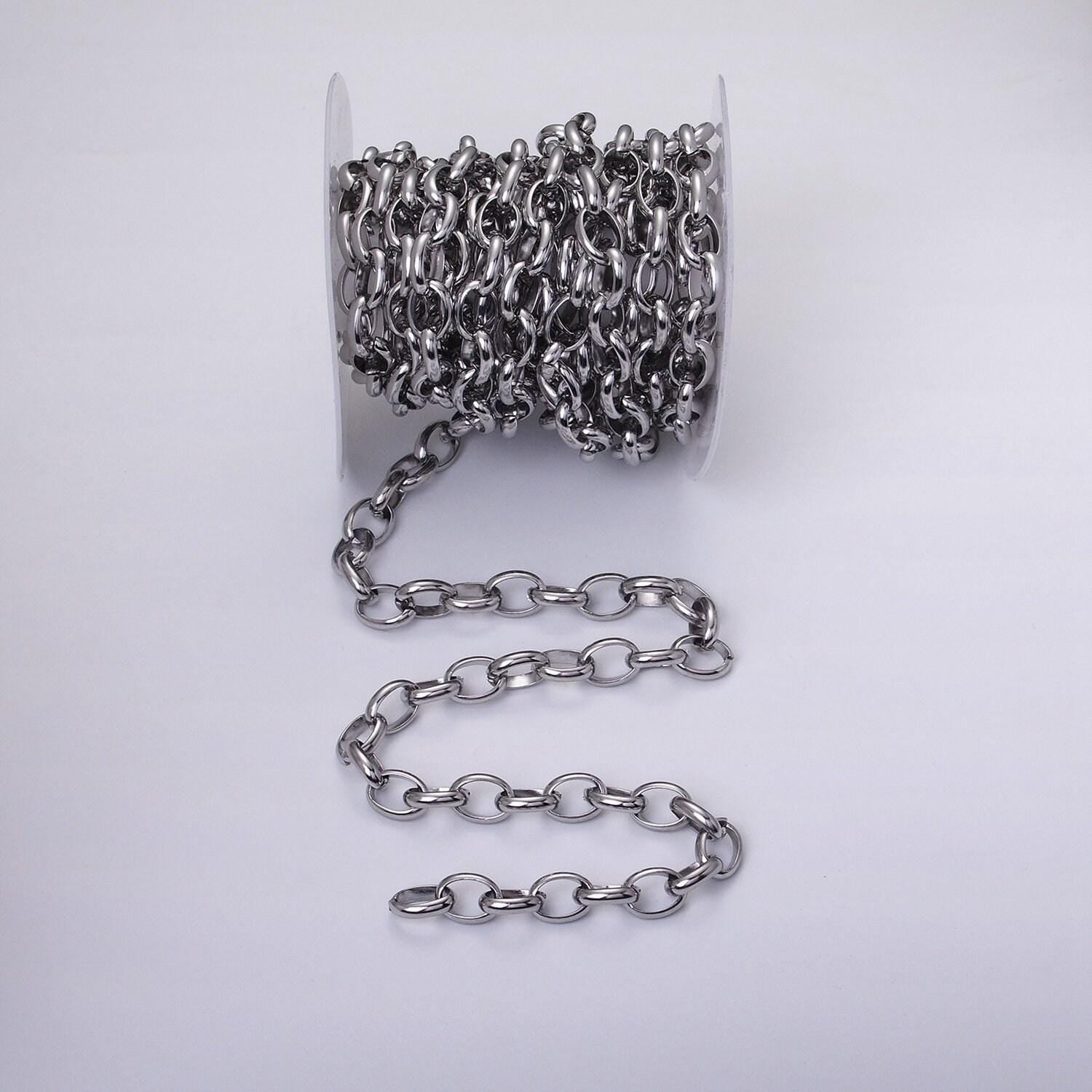 Stainless steel chunky cable chain 11mm rolo wide cable link unfinished yard chain in gold & silver | roll-1271 roll-1272