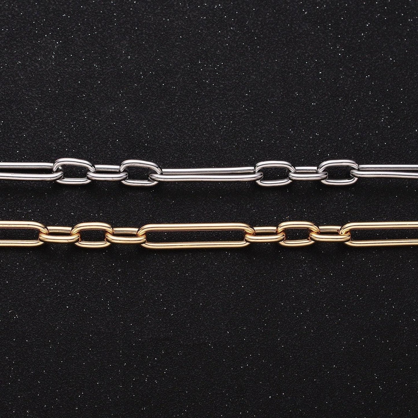 18k gold filled stadium chain by yard paper clip link wholesale bulk by yard for jewelry making | roll-1259 1260