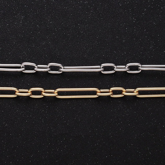 18k gold filled stadium chain by yard paper clip link wholesale bulk by yard for jewelry making | roll-1259 1260