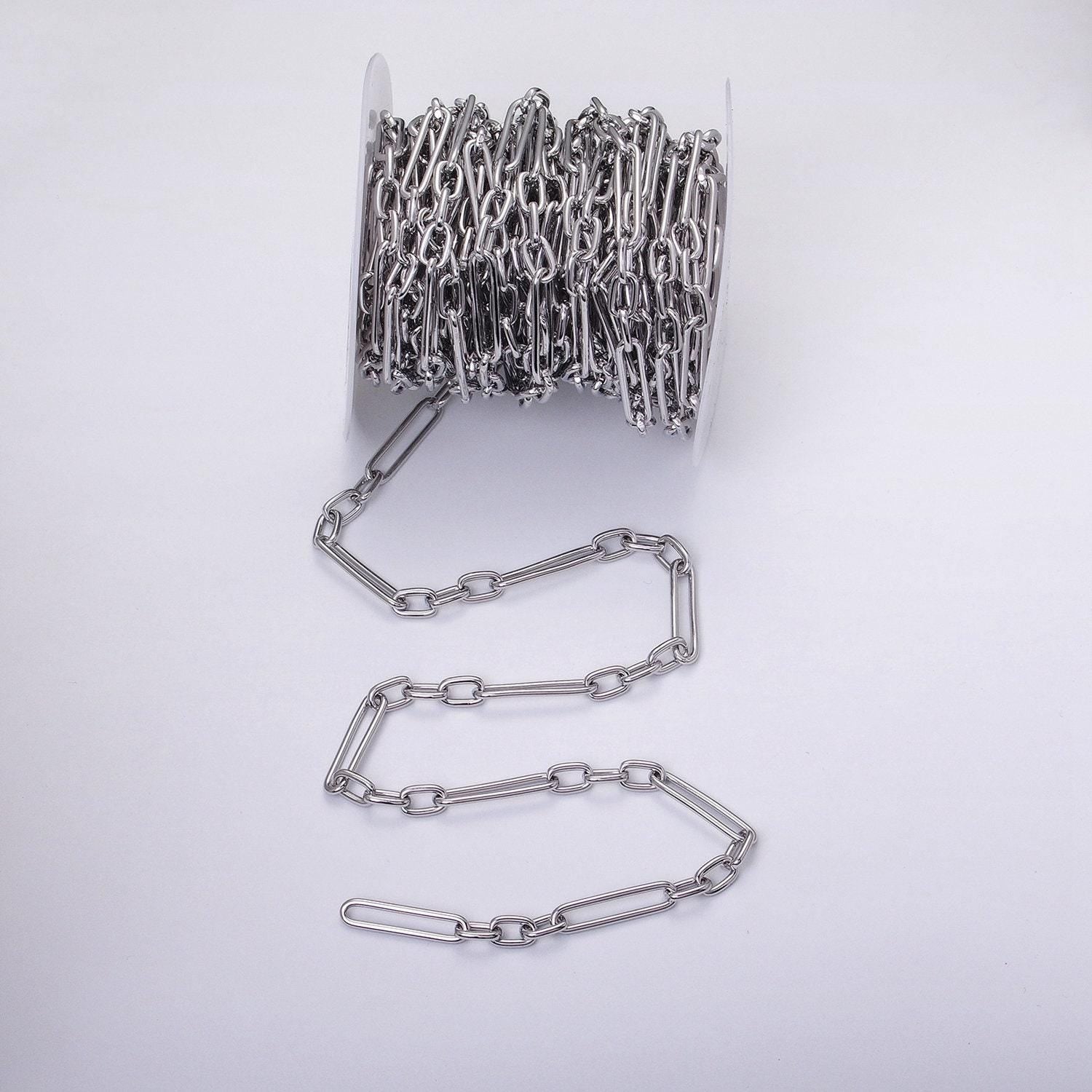 18k gold filled stadium chain by yard paper clip link wholesale bulk by yard for jewelry making | roll-1259 1260