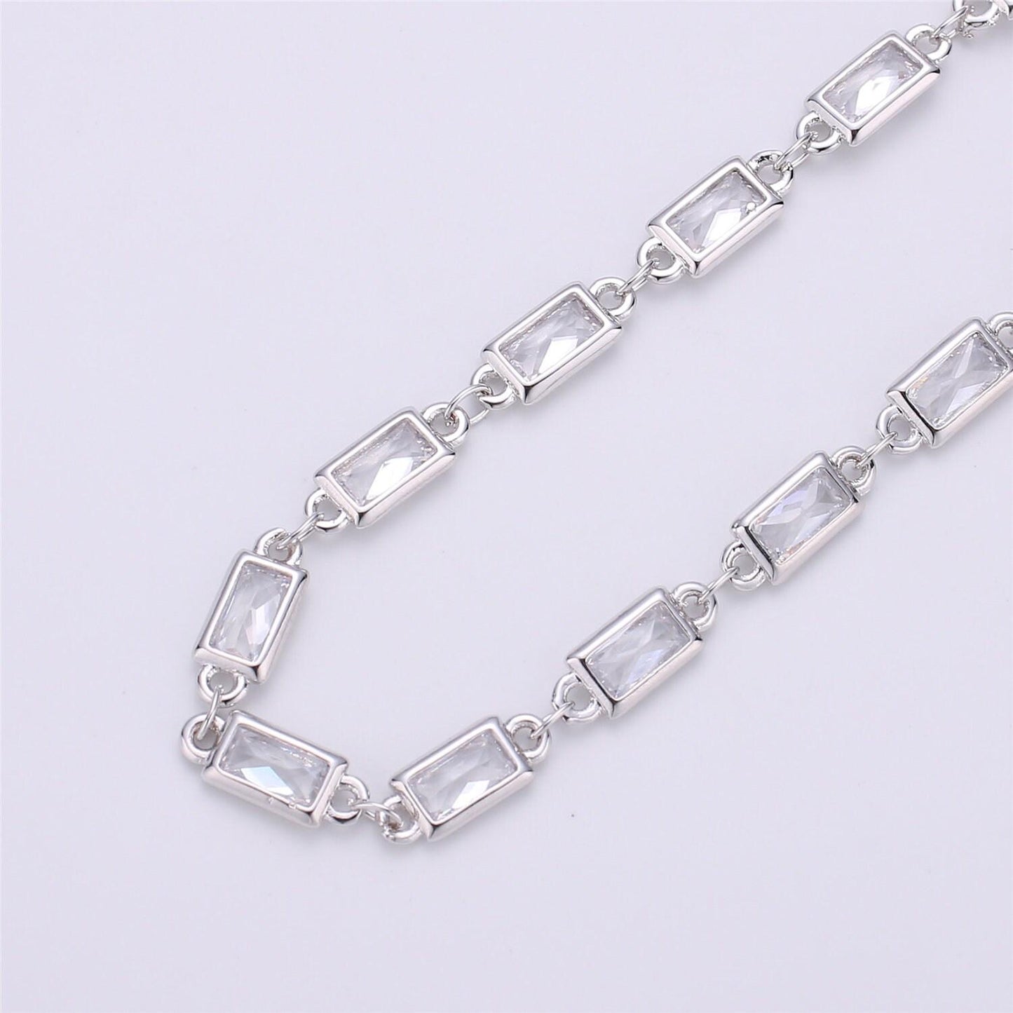 Double sided micro pave rectangle charm chain by yard, gold cz heart charm specialty link chain ,cz charm size 9x4mm, roll- 119, 119a