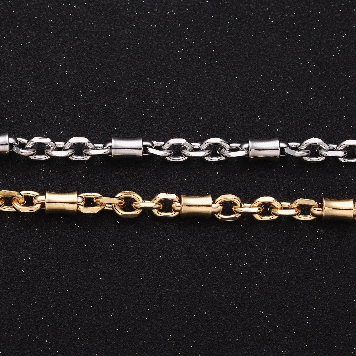 16k gold filled tube satellite chain cable link unfinished chain in gold & silver | roll-1225 roll-1226