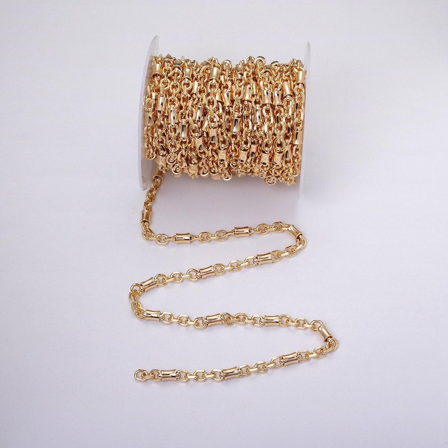16k gold filled tube satellite chain cable link unfinished chain in gold & silver | roll-1225 roll-1226