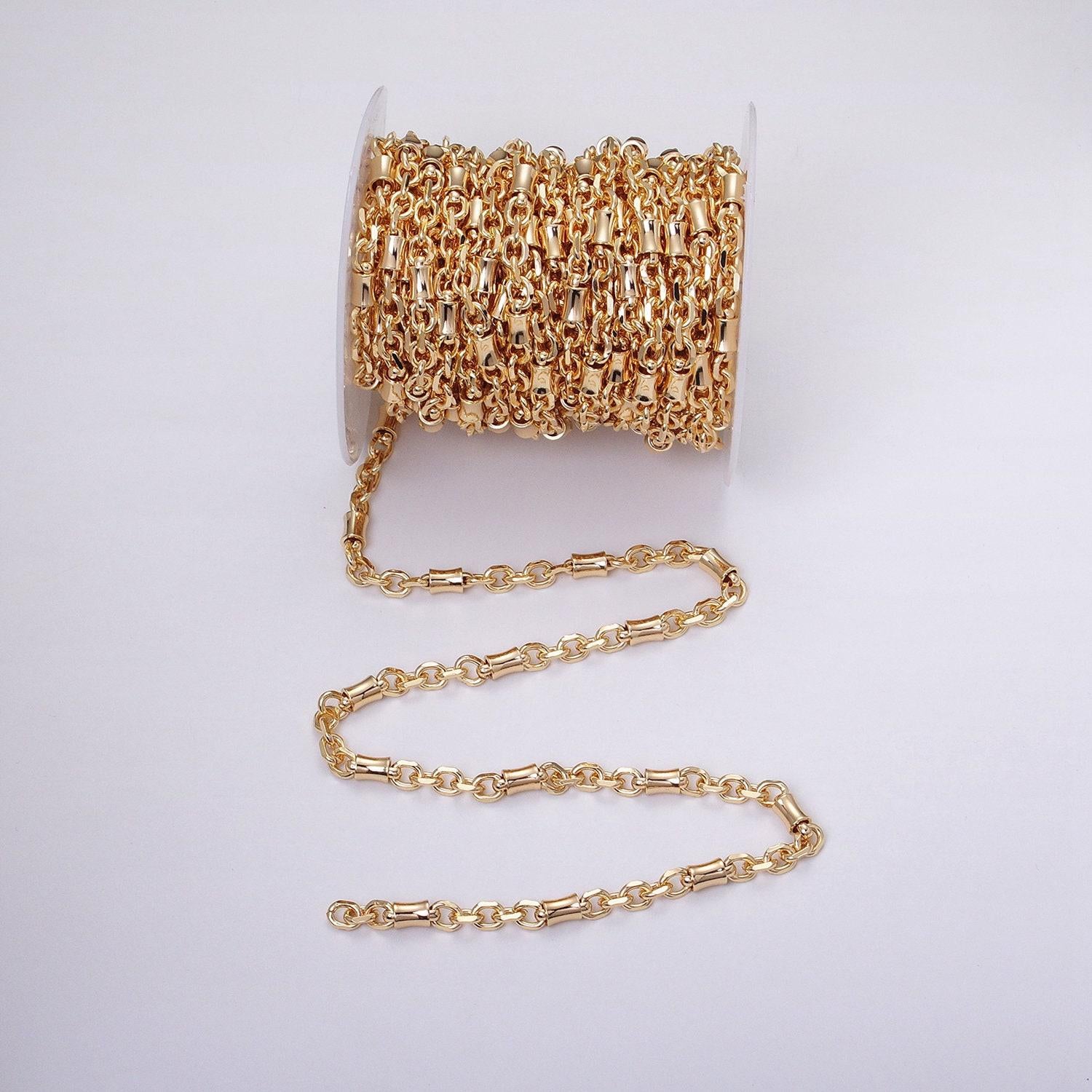 16k gold filled tube satellite chain cable link unfinished chain in gold & silver | roll-1225 roll-1226