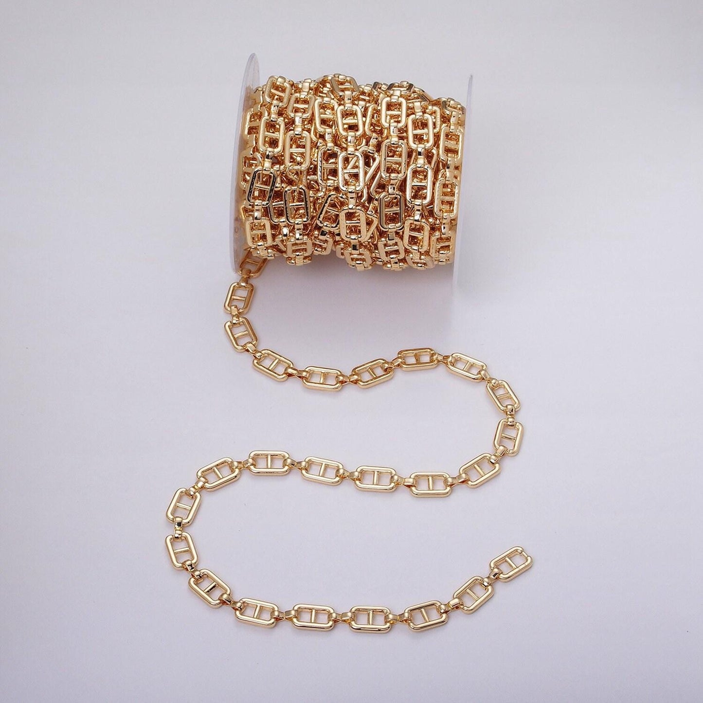 Large 16k gold filled pill chain link oval cable unfinished chain 9.6mm chain for jewelry making | roll-1221