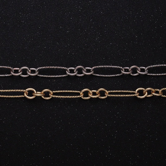 Gold oval cable stadium paperclip chain by yard, link cable rolo elongate chain wholesale bulk roll chain for jewelry making roll-1215