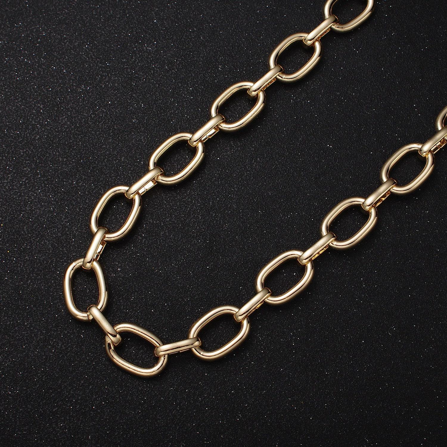 Chunky gold cable chain link unfinished chain by yard for statement layer necklace chain streetwear essentials roll-1207