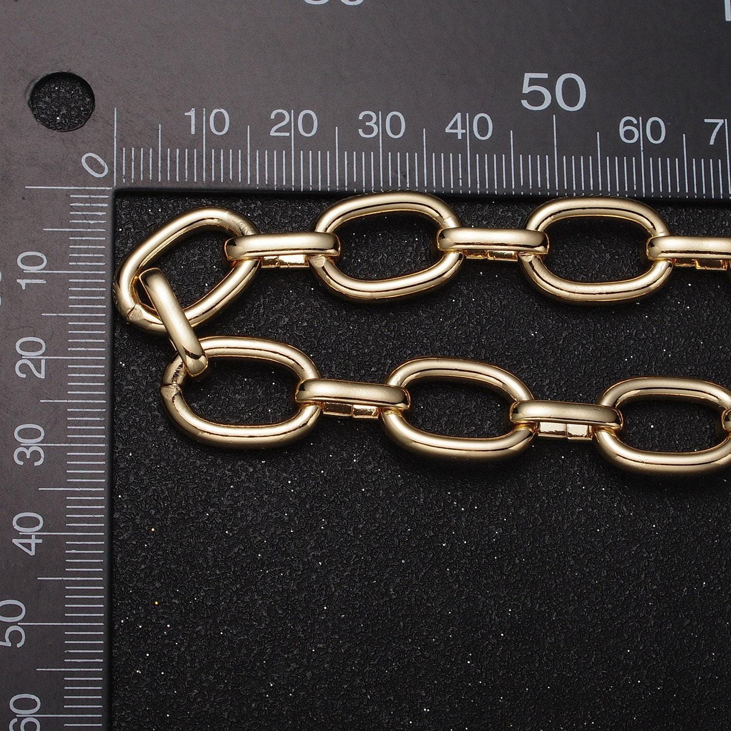 Chunky gold cable chain link unfinished chain by yard for statement layer necklace chain streetwear essentials roll-1207