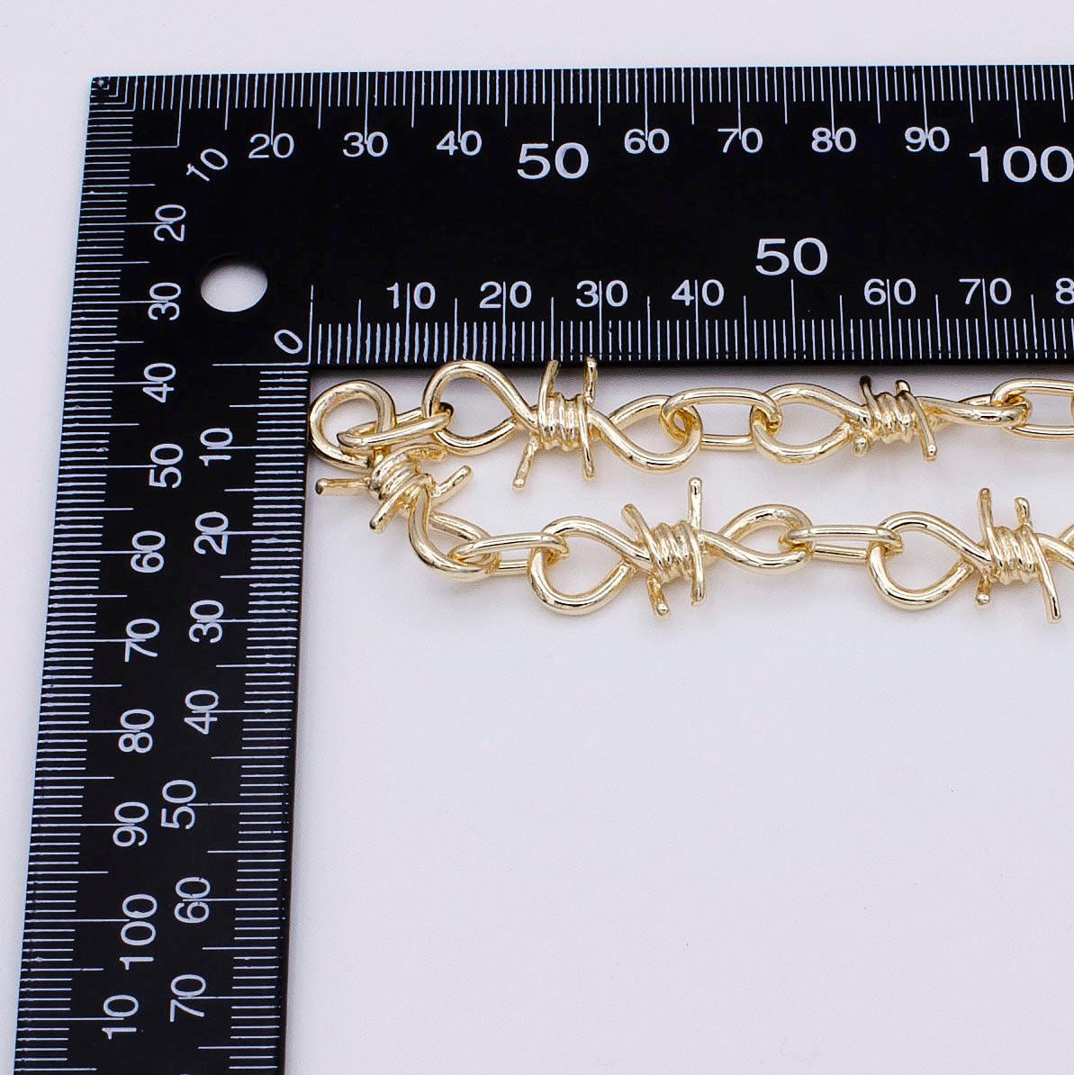 Chunky barbed wire chain by yard gothic designed 29.3mm x 15.2mm gold, silver, black wholesale roll chain - roll-957, roll-958, roll-959