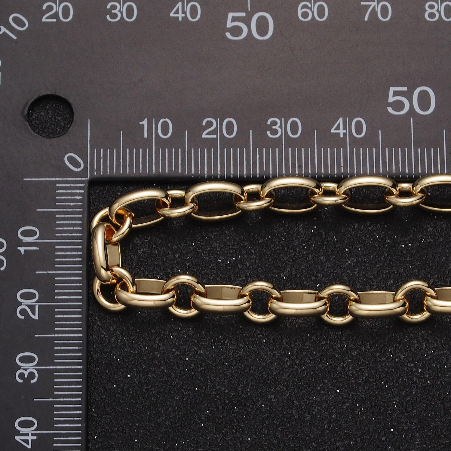 24k gold filled 7mm oval cable round rolo link unfinished statement unfinished chain jewelry making component by yard | roll-1120 roll-1206