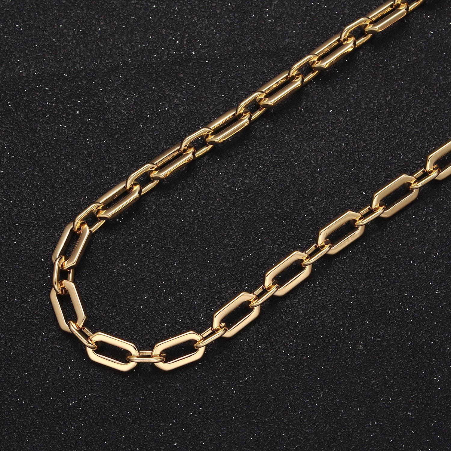 24k gold filled 5.5mm hexagonal geometric paper clip unfinished bulk roll statement chain by yard in gold & silver | roll-1122 roll-1205