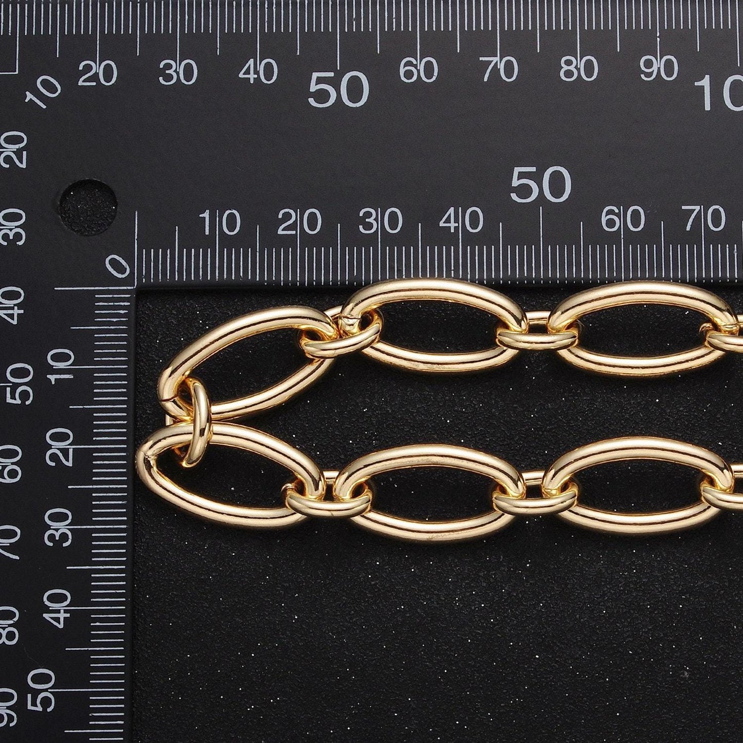 24k gold filled 12.3mm oval cable unfinished statement chain jewelry making component by yard in gold & silver | roll-1101 roll-1204