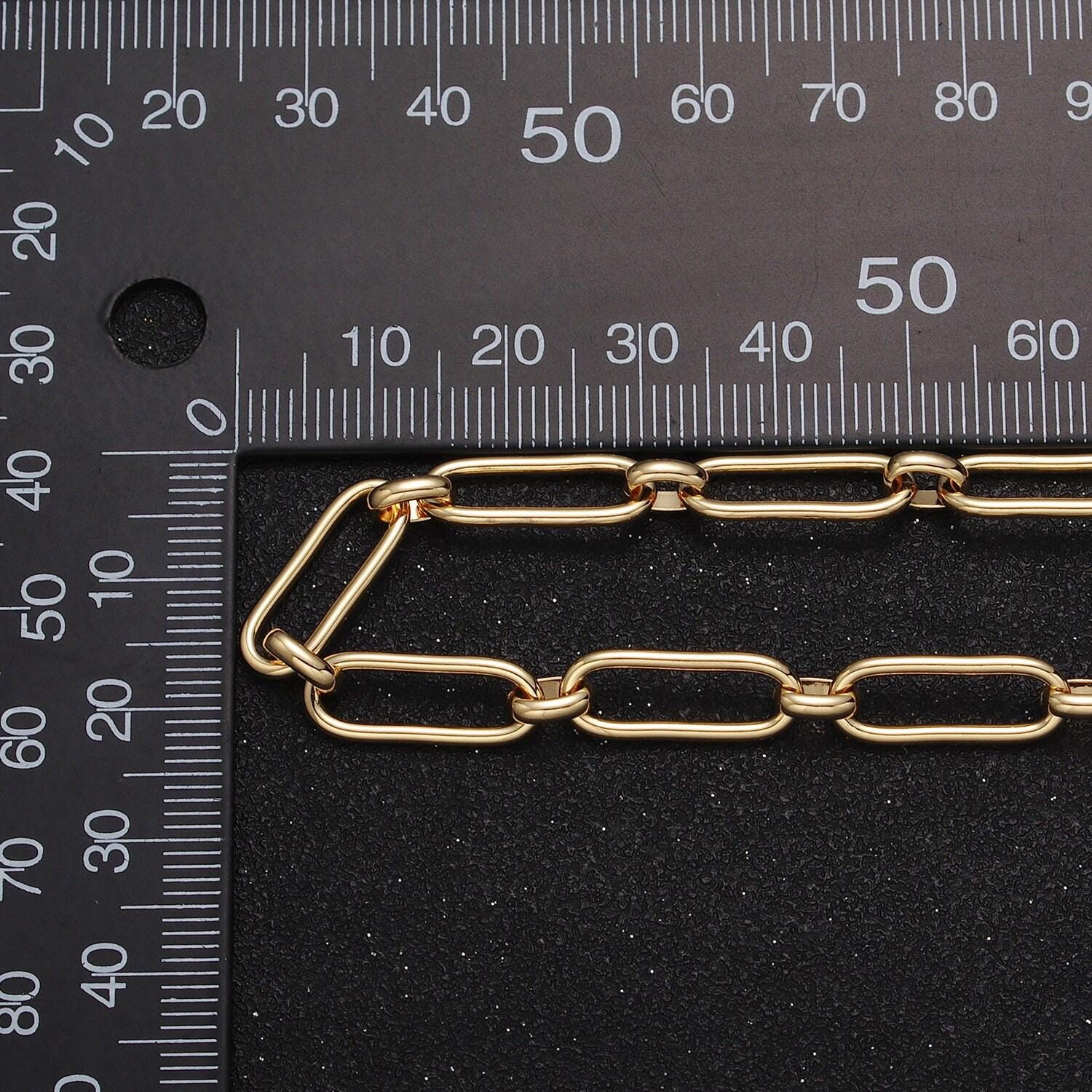 24k gold filled 6.7mm paper clip chain cable link unfinished wholesale jewelry making chain in gold & silver | roll-1127 roll-1203