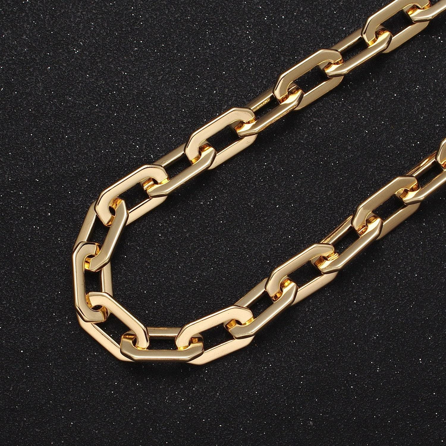 24k gold filled hexagonal geometric paper clip wholesale unfinished bulk roll statement chain by yard in gold & silver | roll-1126 roll-1195