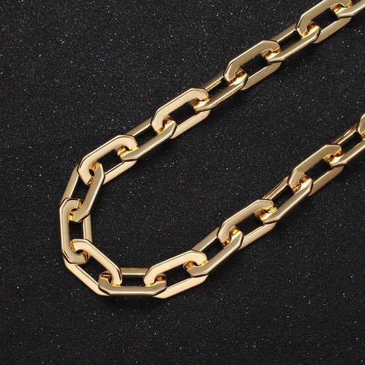 24k gold filled hexagonal geometric paper clip wholesale unfinished bulk roll statement chain by yard in gold & silver | roll-1126 roll-1195