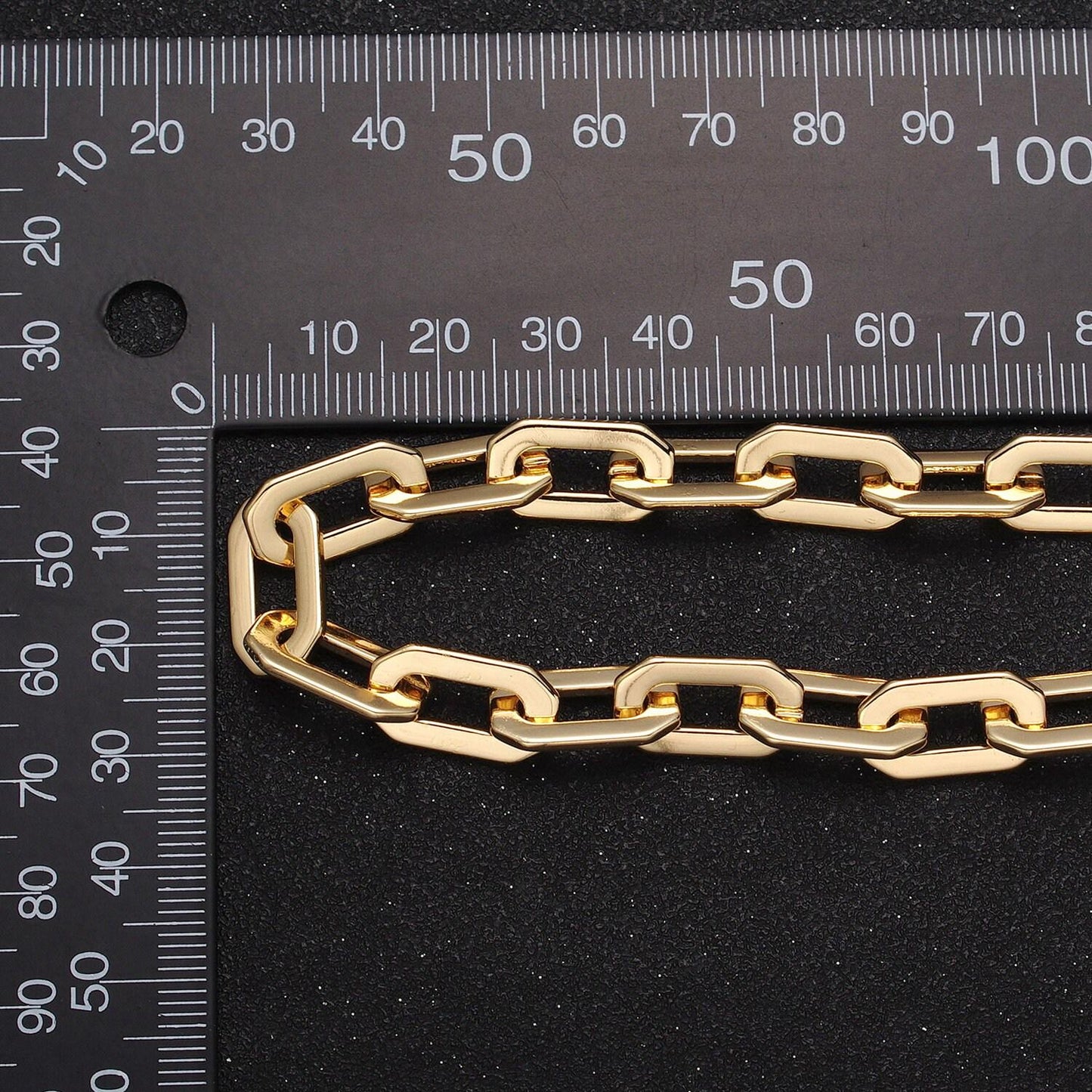 24k gold filled hexagonal geometric paper clip wholesale unfinished bulk roll statement chain by yard in gold & silver | roll-1126 roll-1195