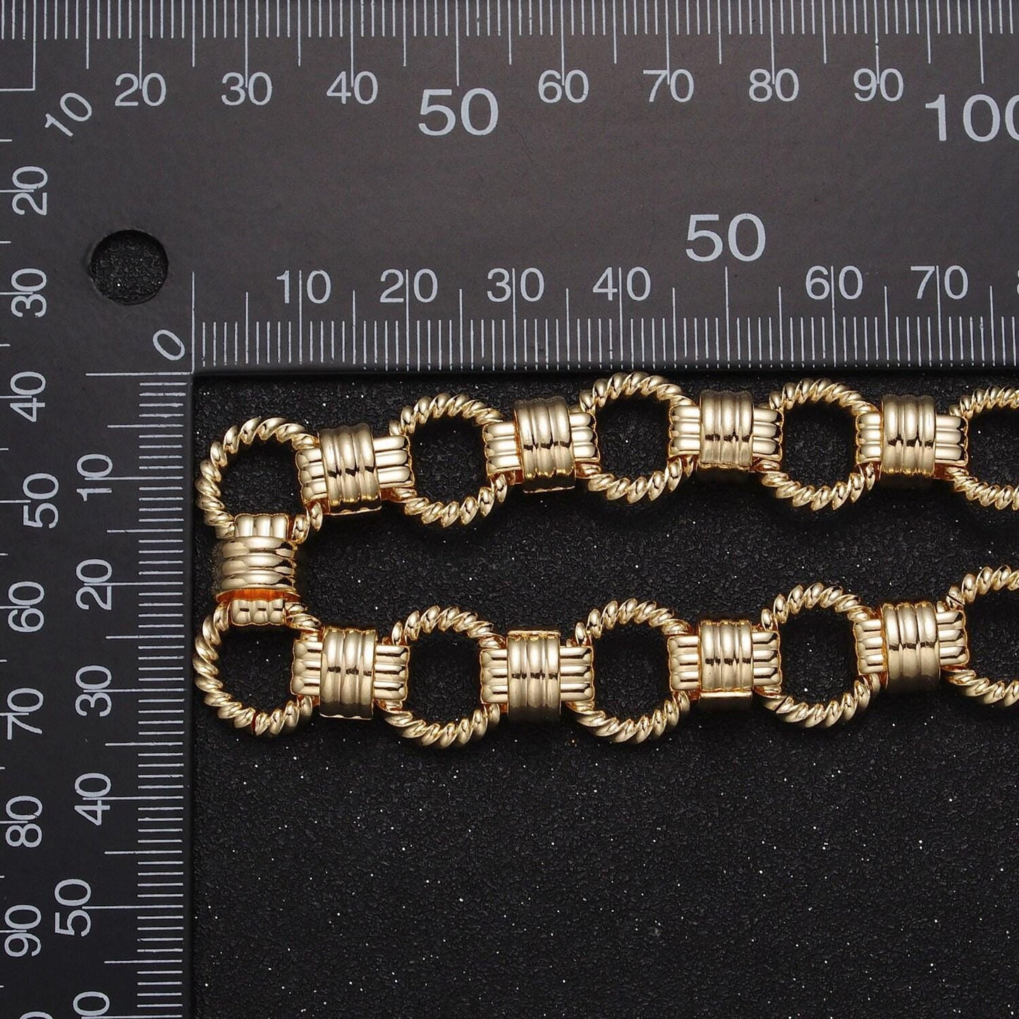 24k gold filled 13mm statement beaded rolo unfinished textured wholesale bulk roll chain for jewelry making by yard | roll-1121 roll-1191