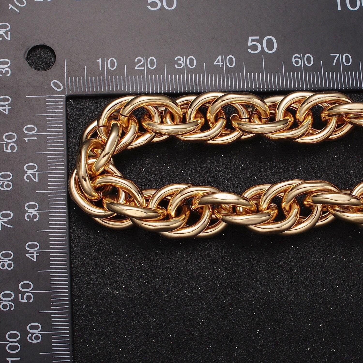 24k gold filled 13.3mm singapore twist unfinished statement roll chain by yard for jewelry making component | roll-1183 roll-1184