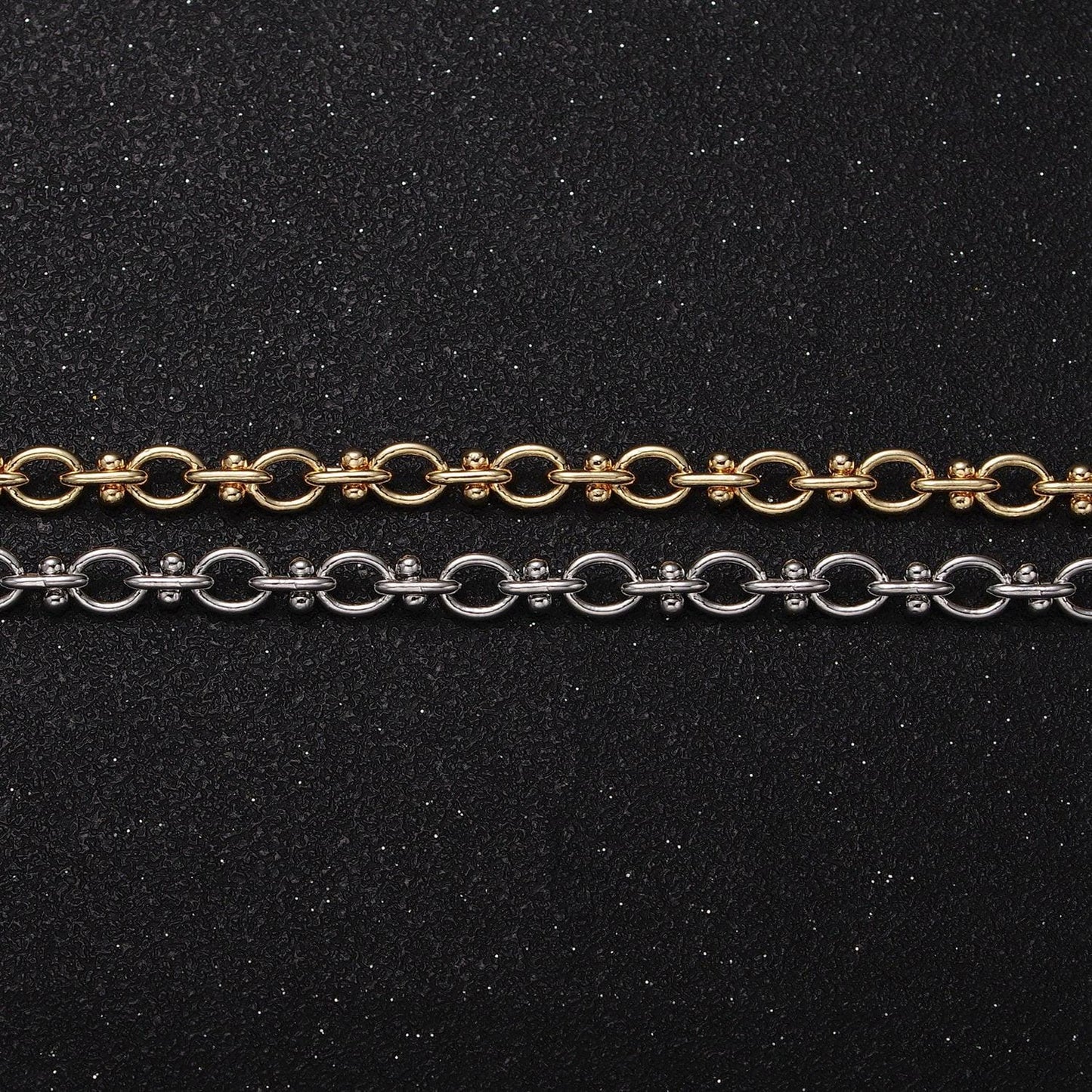16k, white gold filled 4.5mm designed statement cable link unfinished jewelry making chain by yard in gold & silver | roll-1179 roll-1180