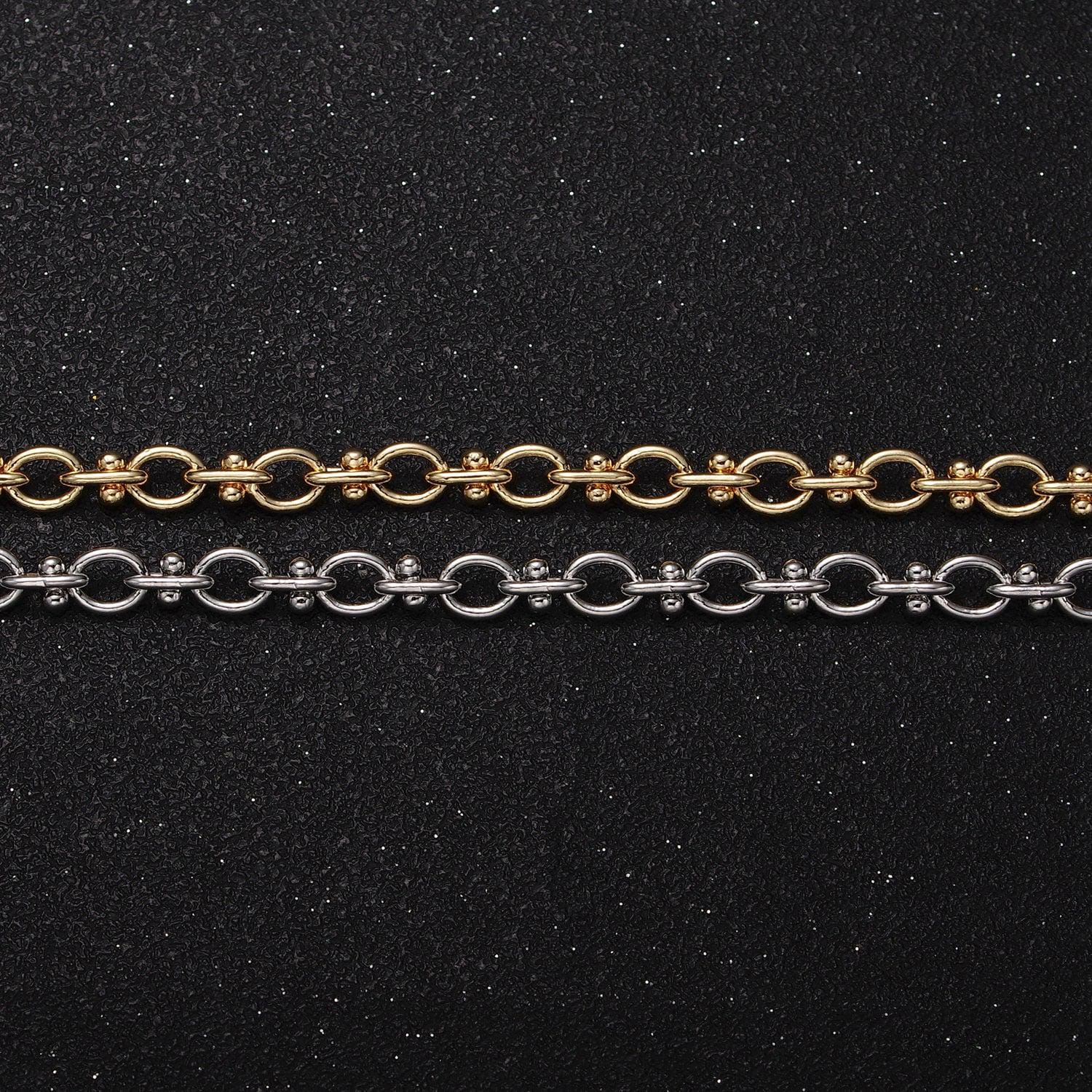 16k, white gold filled 4.5mm designed statement cable link unfinished jewelry making chain by yard in gold & silver | roll-1179 roll-1180
