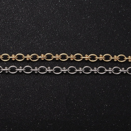 16k, white gold filled 4.5mm designed statement cable link unfinished jewelry making chain by yard in gold & silver | roll-1179 roll-1180