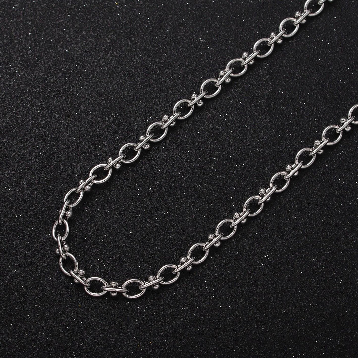 16k, white gold filled 4.5mm designed statement cable link unfinished jewelry making chain by yard in gold & silver | roll-1179 roll-1180
