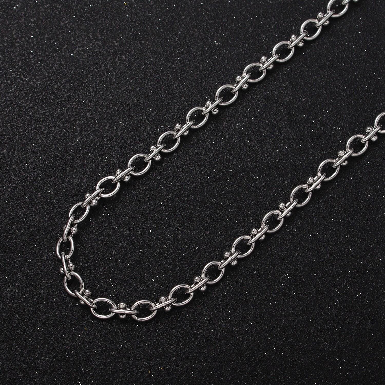 16k, white gold filled 4.5mm designed statement cable link unfinished jewelry making chain by yard in gold & silver | roll-1179 roll-1180