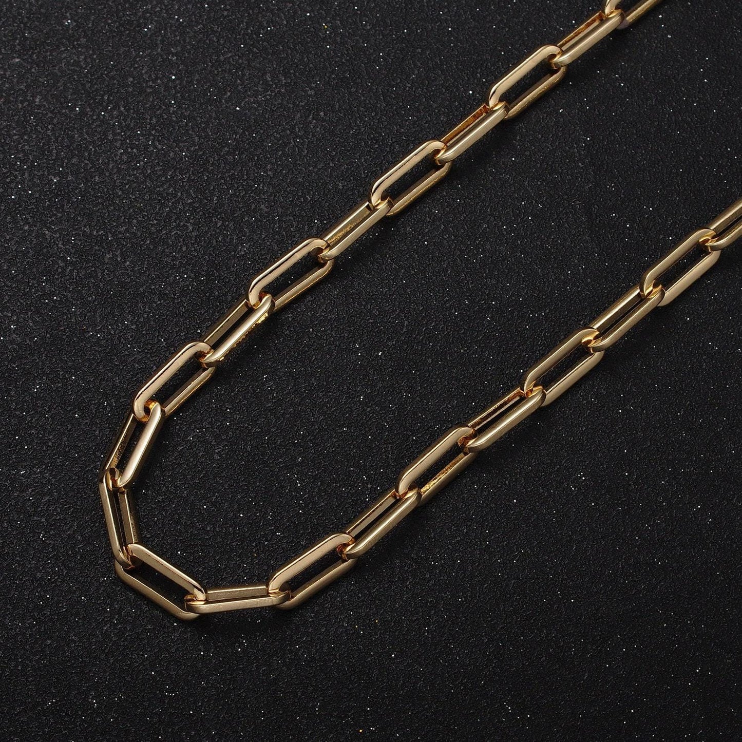 Gold filled 5.5mm paperclip minimalist unfinished bulk jewelry making chain by yard | roll-1149 roll-1150