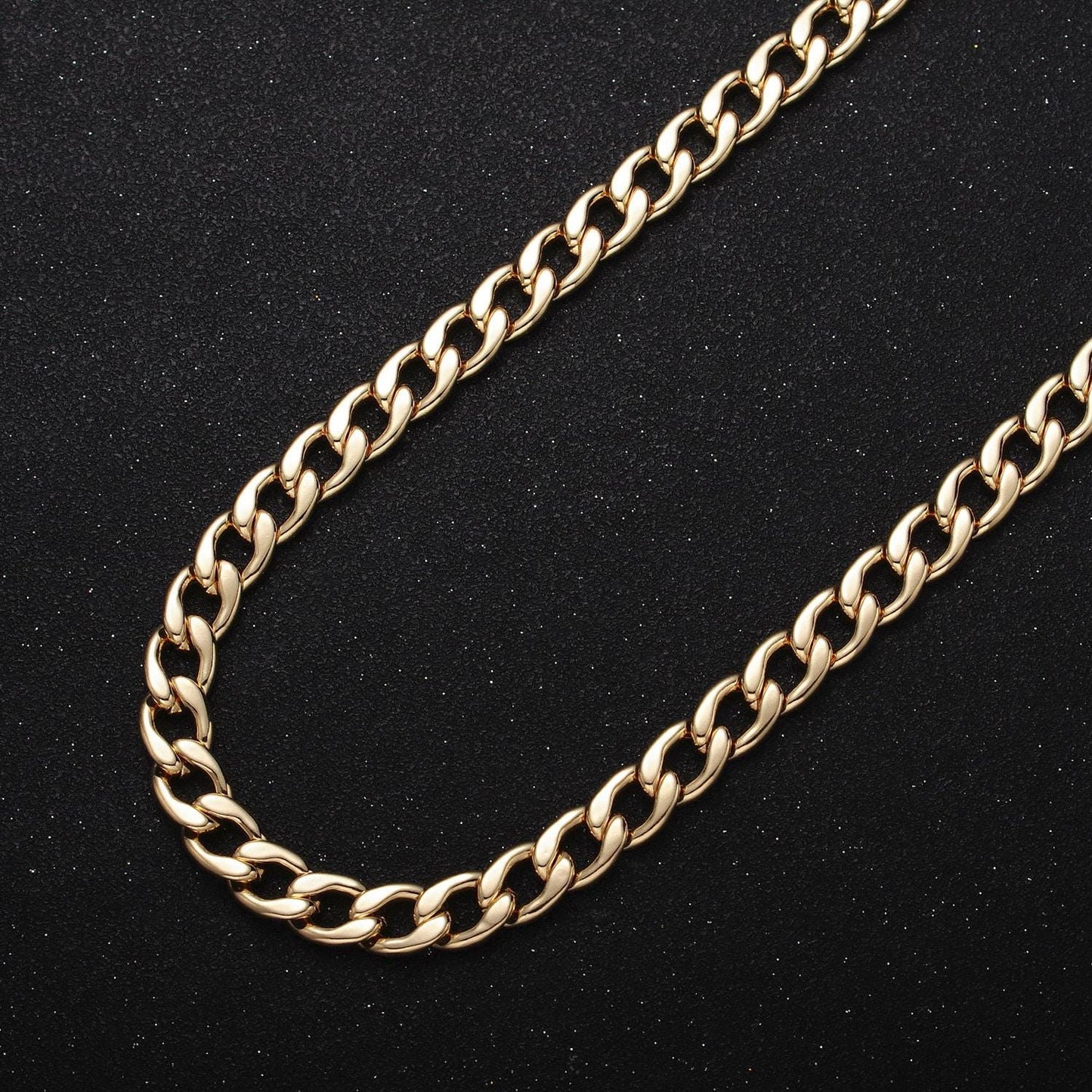 Chunky gold cuban link chain unfinished gold filled curb chain for diy jewelry making wholesale chain by yard roll-1049