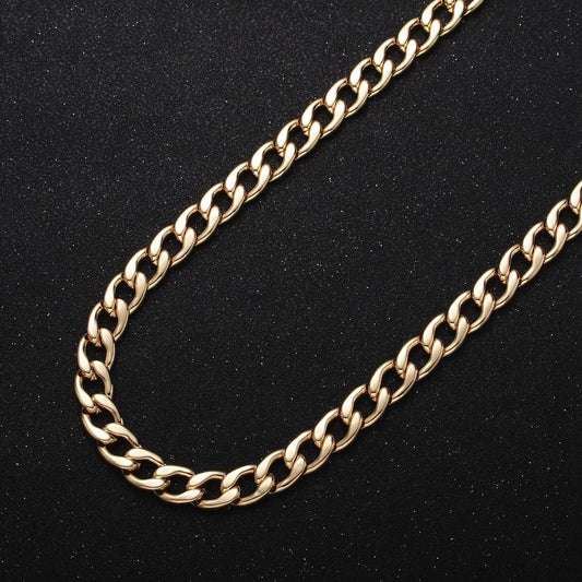 Chunky gold cuban link chain unfinished gold filled curb chain for diy jewelry making wholesale chain by yard roll-1049