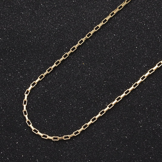 24k white gold filled 1.5mm rectangular long box paperclip gold, silver chain for jewelry making supply by yard | roll-1029 roll-1110