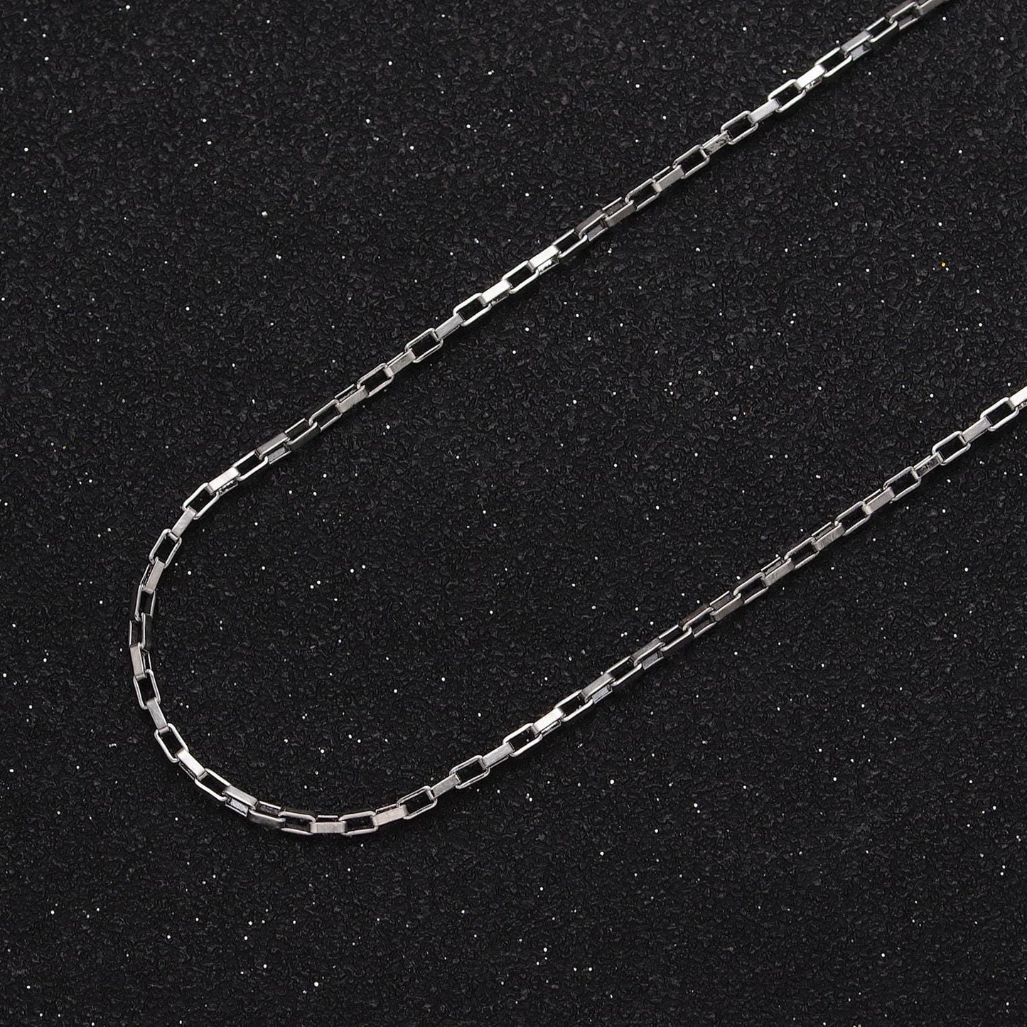 24k white gold filled 1.5mm rectangular long box paperclip gold, silver chain for jewelry making supply by yard | roll-1029 roll-1110