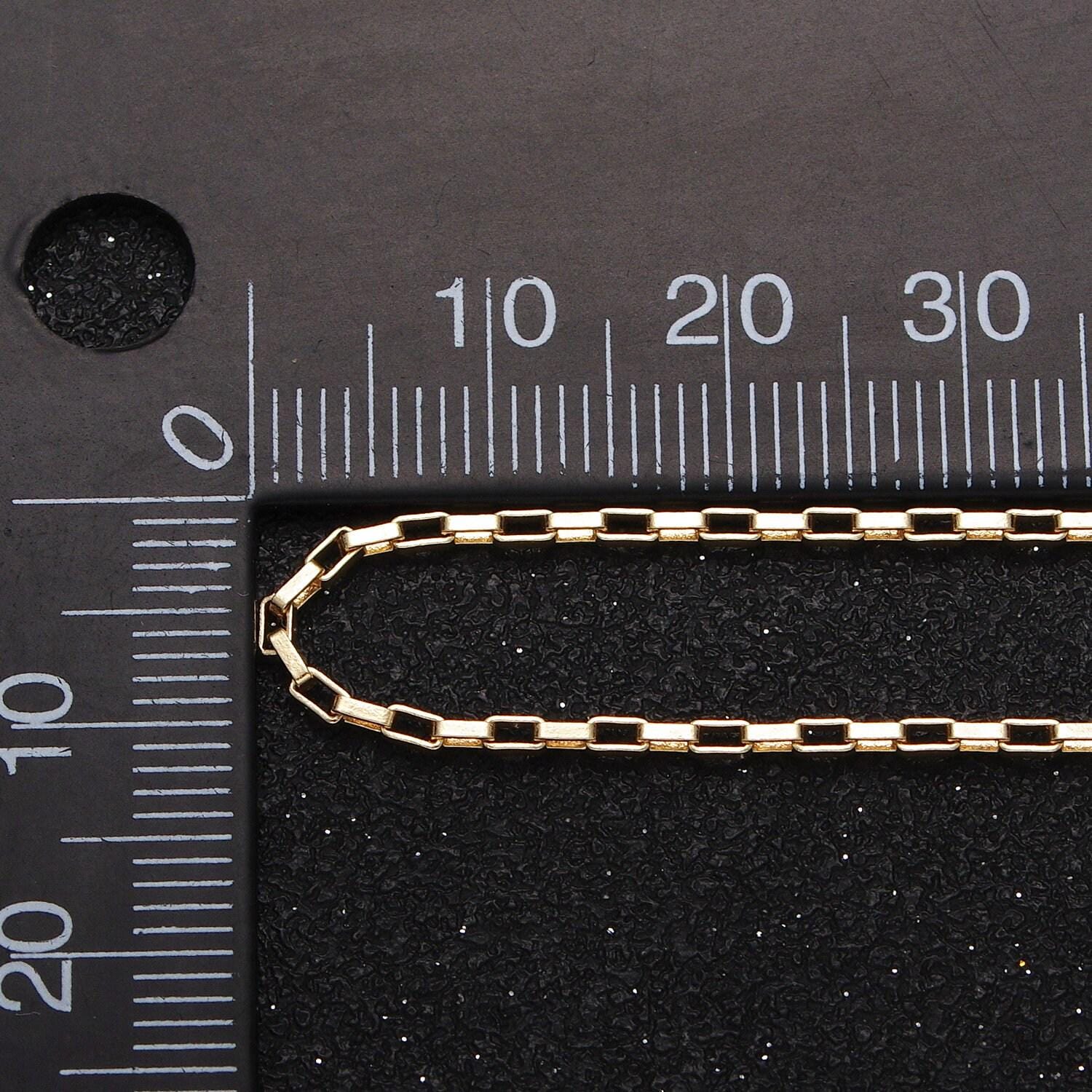 24k white gold filled 1.5mm rectangular long box paperclip gold, silver chain for jewelry making supply by yard | roll-1029 roll-1110