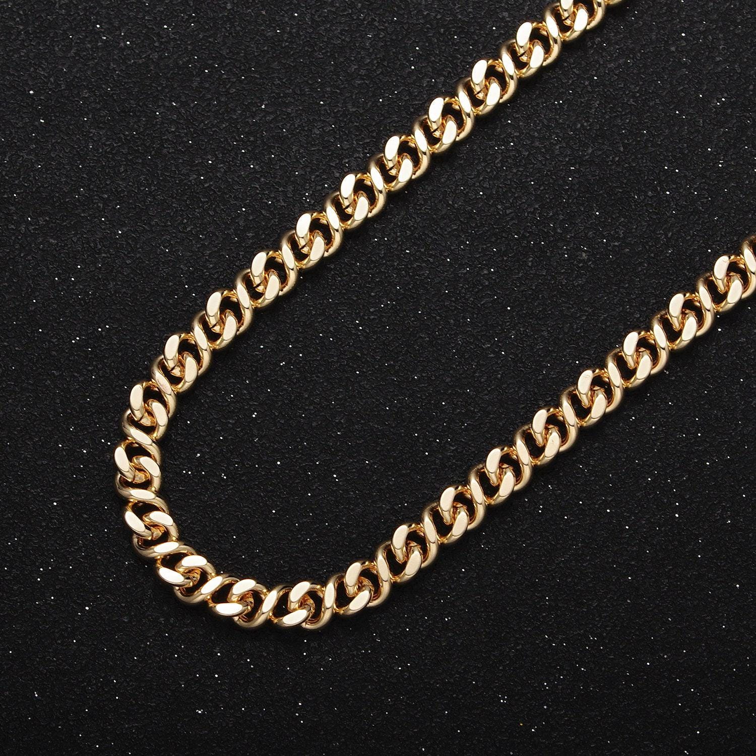 24k gold filled 5mm flat cuban curb figure 8 eight statement chain in gold, silver by yard for jewelry making supply | roll-1053, roll-1107